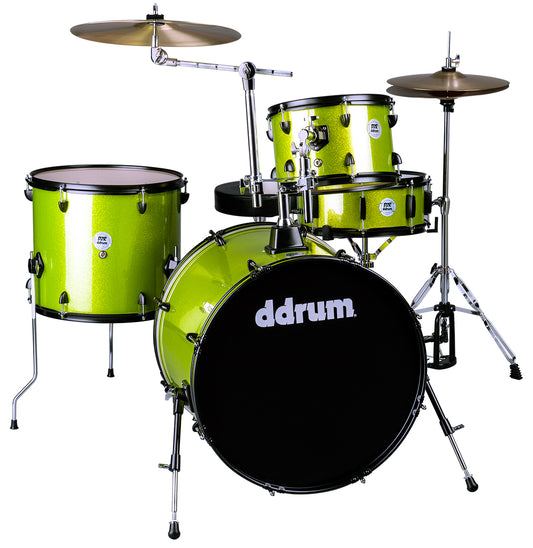 ddrum D2R Rock Series 4-Piece Drum Set w/Cymbals in Lime Sparkle