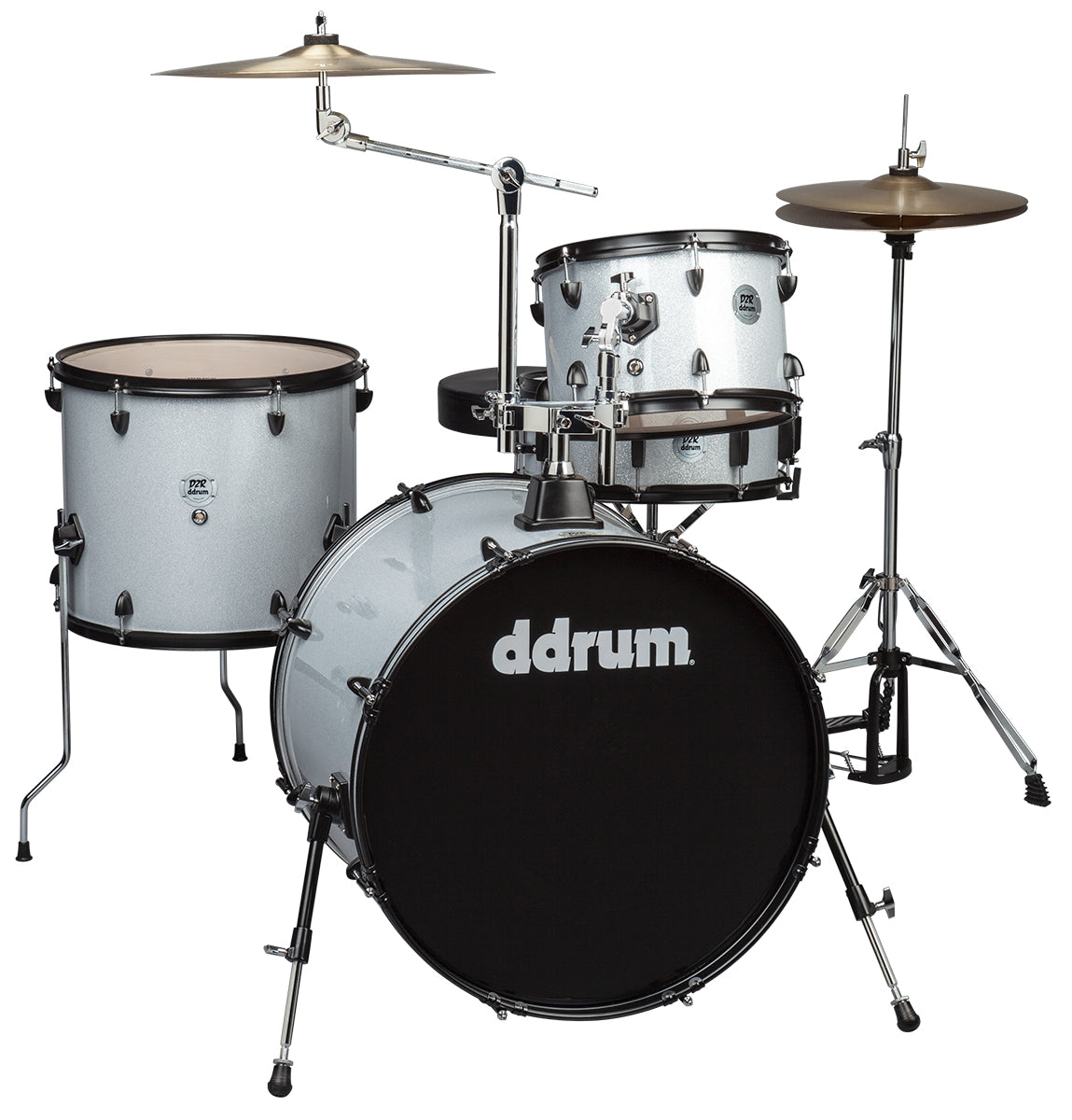 ddrum D2R Rock Series 4-Piece Drum Set w/Cymbals in Silver Sparkle