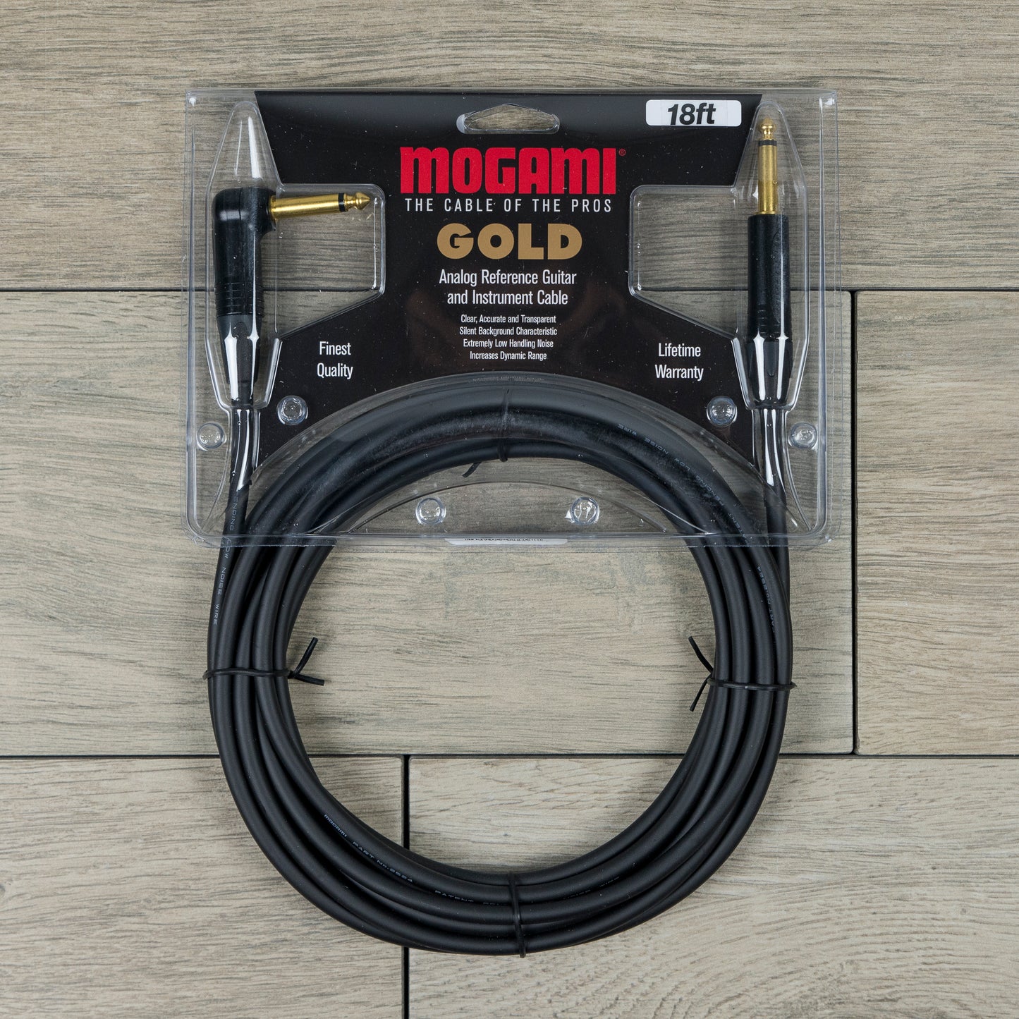 Mogami Gold Instrument Cable, Straight to Right Angle (18 ft)