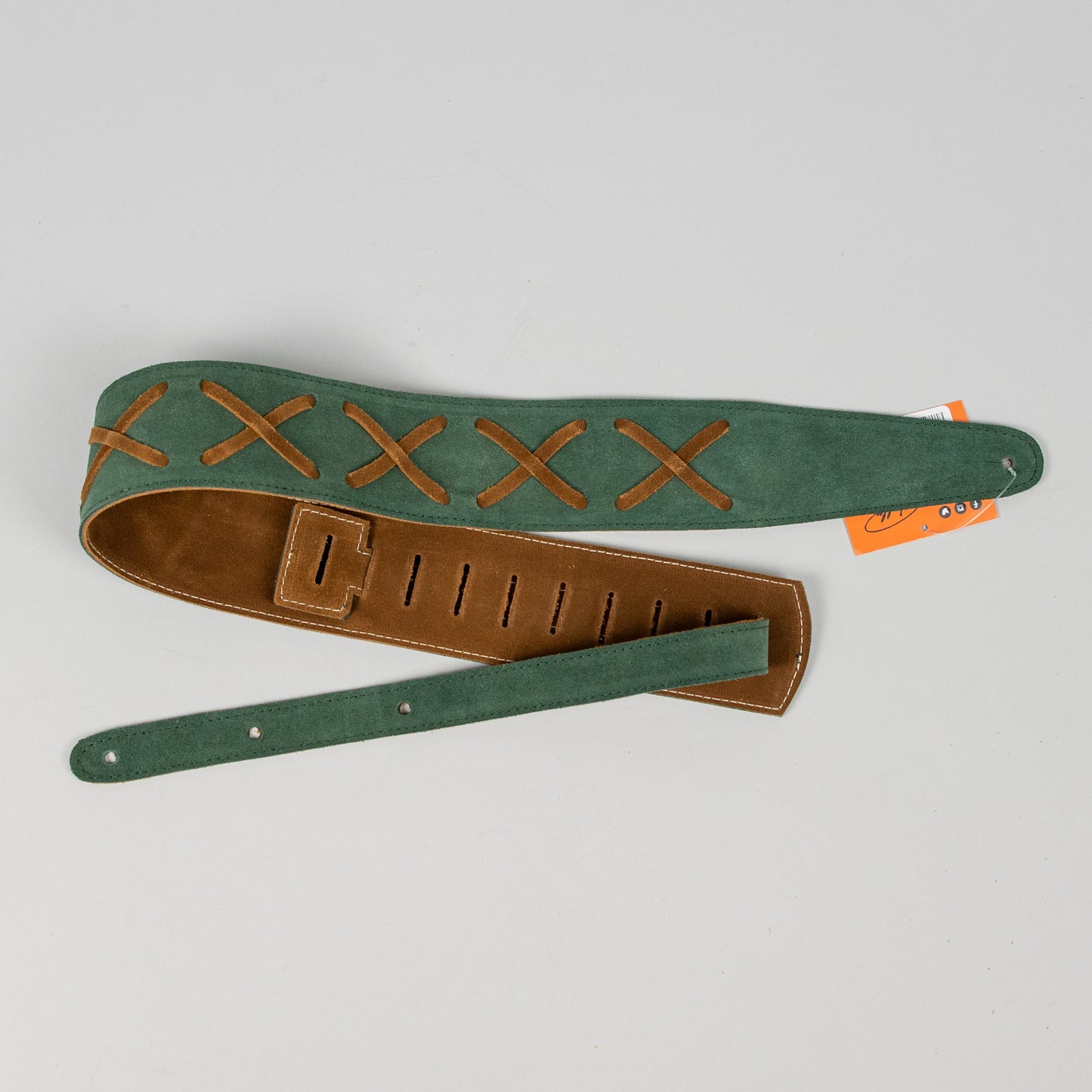 Henry Heller 2" Suede Guitar Strap with Leather X's, Kelly Green