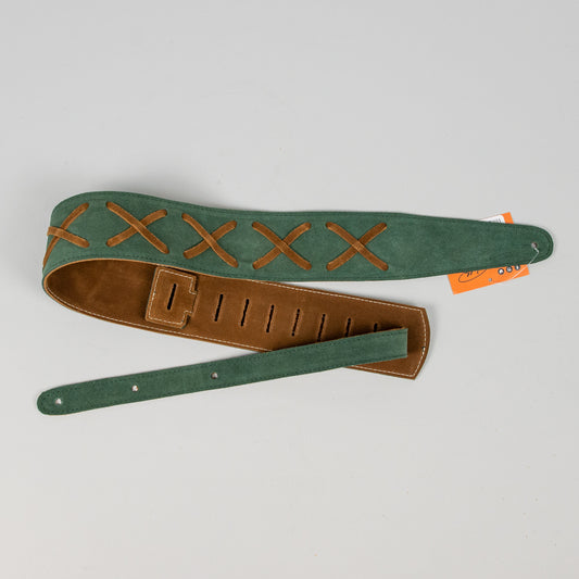 Henry Heller 2" Suede Guitar Strap with Leather X's, Kelly Green