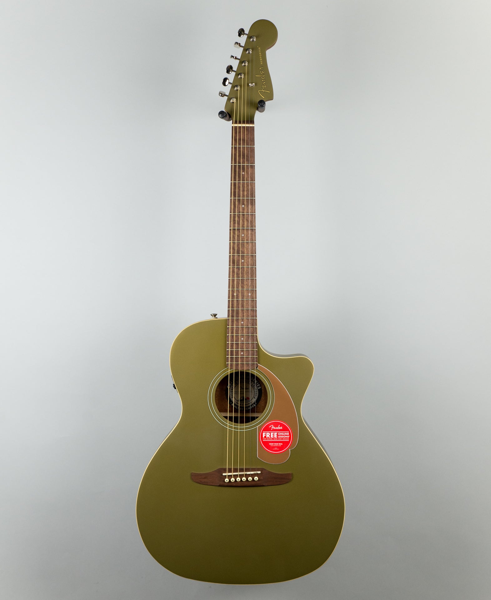 Fender Newporter Player Acoustic/Electric Guitar in Olive Satin